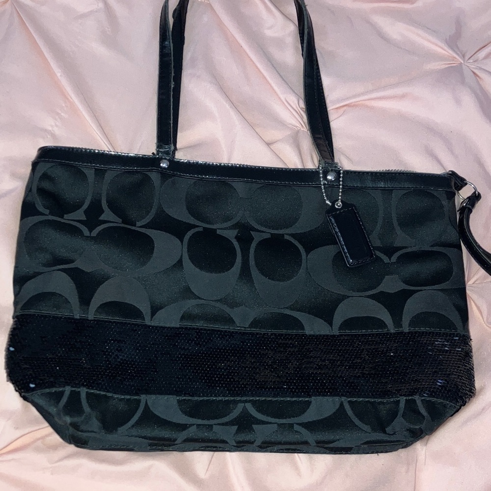 Y2K Coach Black sequin Tote Bag